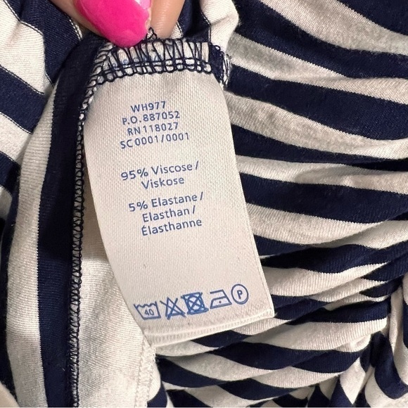 Boden Crossover Ruched Nautical Striped Midi Dress Size 8L - Picture 9 of 10